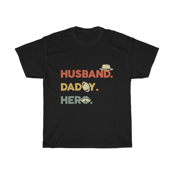 Husband Daddy Hero 100% Cotton T-shirt, Small to 5XL, Vintage, Retro, Father's Day Gift