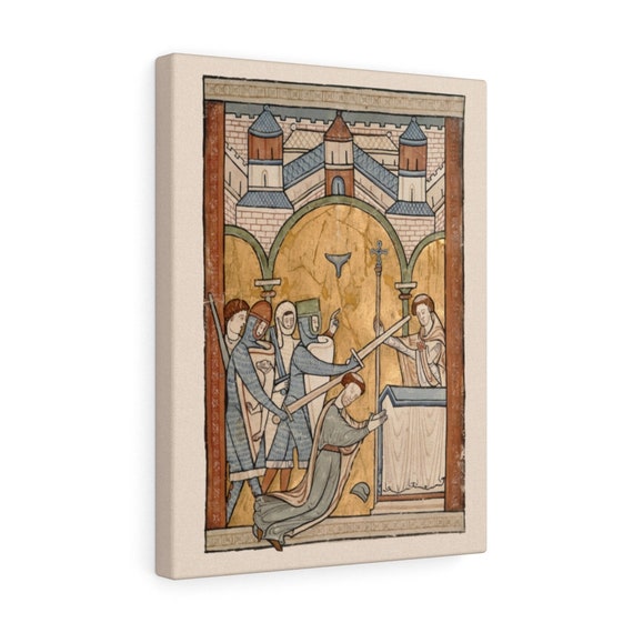 The Murder Of Thomas Becket, Canvas Print, From 12th Century Illuminated Manuscript, Saint Thomas of Canterbury, Christian Religion