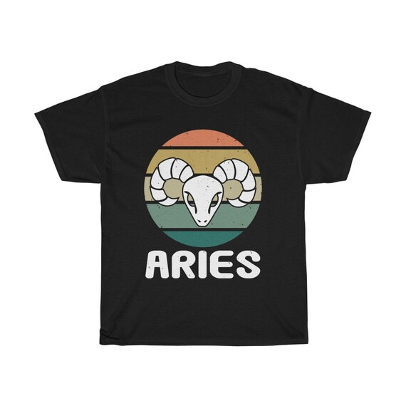 Aries, 100% Cotton T-shirt, Ram's Head, Retro Vintage Style, Zodiac Sign, Astrology Gift