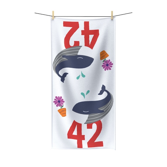 Hitchhiker Whale & Petunia, Bath Towel, Inspired By Hitchhiker's Guide To The Galaxy, Towel Day