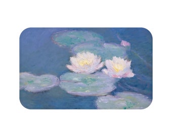 Water Lilies, Microfiber Bath Mat, Vintage Painting, Monet,Circa 1880