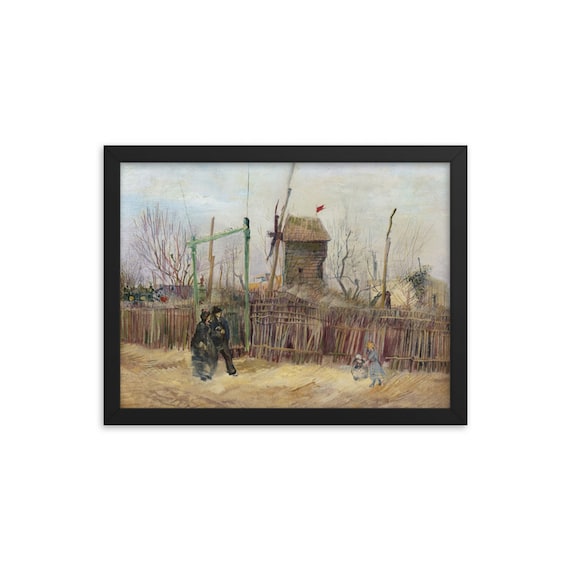 Street Scene In Montmartre v1 Framed Giclée Poster, Black Wood Frame, Acrylic Covering, Vincent Van Gogh, 1887