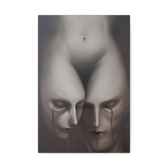 Shadows Of The Self, Canvas Print, Surreal, Human Nature, Consciousness, Existence, Duality, Vulnerability, Enigmatic, Psyche