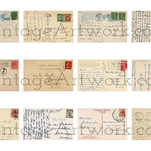 12 wysłanych rewersów pocztówek – cyfrowe obrazy rewersów zabytkowych pocztówek z innych krajów niż USA, z lat 1908–1951.