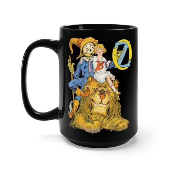 Dorothy, The Scarecrow & The Cowardly Lion, Black 15oz Ceramic Mug, Wizard Of Oz, Coffee, Tea