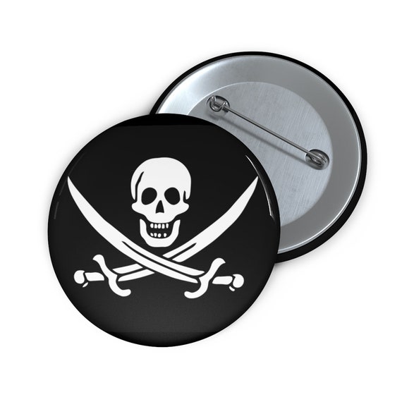 Jolly Roger, 2" Pin Button, Historical Pirate Flag Of Calico Jack