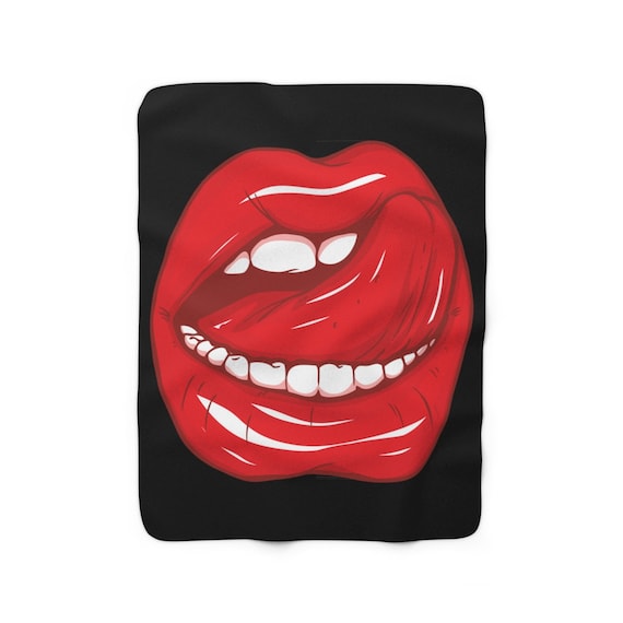 Lick Me, Black Sherpa Fleece Blanket