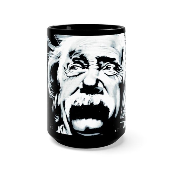 Einstein Contemplates The Multiverse, Black 15oz Ceramic Mug, Coffee, Tea