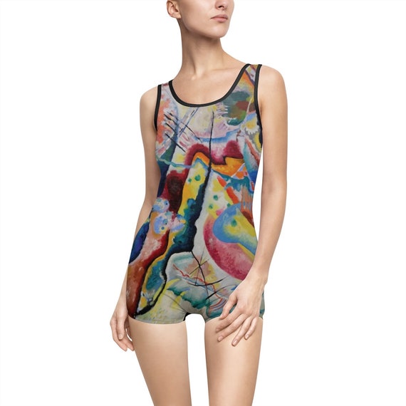 Wassily Kandinsky, Red Chalkboard, Women's Vintage Swimsuit, Abstract