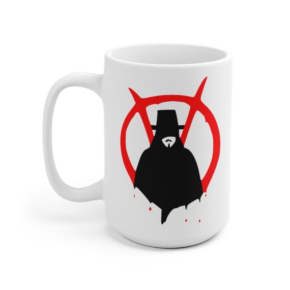 V For Vendetta 15oz White Ceramic Mug, Inspired By The Movie, Activism