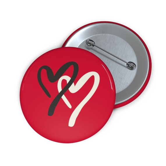 Two Hearts 2" Pin Button, Valentines Day