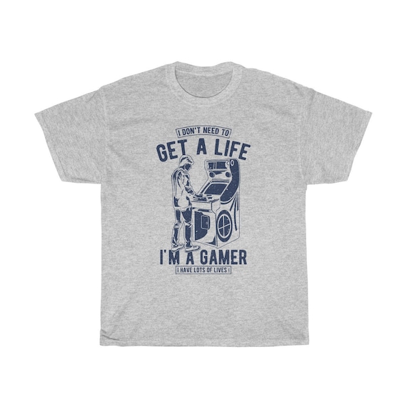 Get A Life - Unisex Heavy Cotton Tee With Vintage Inspired Image Of A Guy Playing A Video Arcade Game. (Lighter Colors)