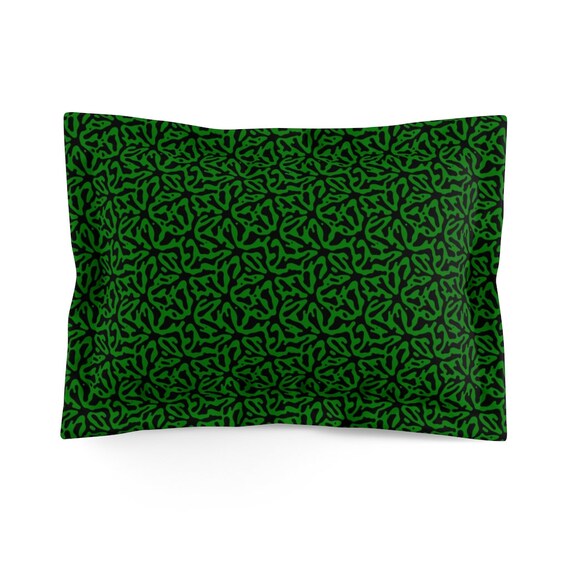 Green & Black Pillow Sham, Vintage, Retro