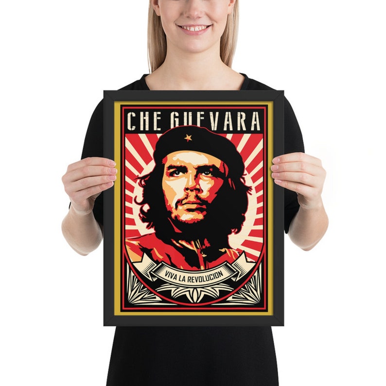 Che Guevara Viva La Revolucion Framed Giclée Poster, Black Wood Frame, Acrylic Covering, Revolution, Leftist, Marxist, Socialist, Activism 12×16 inches