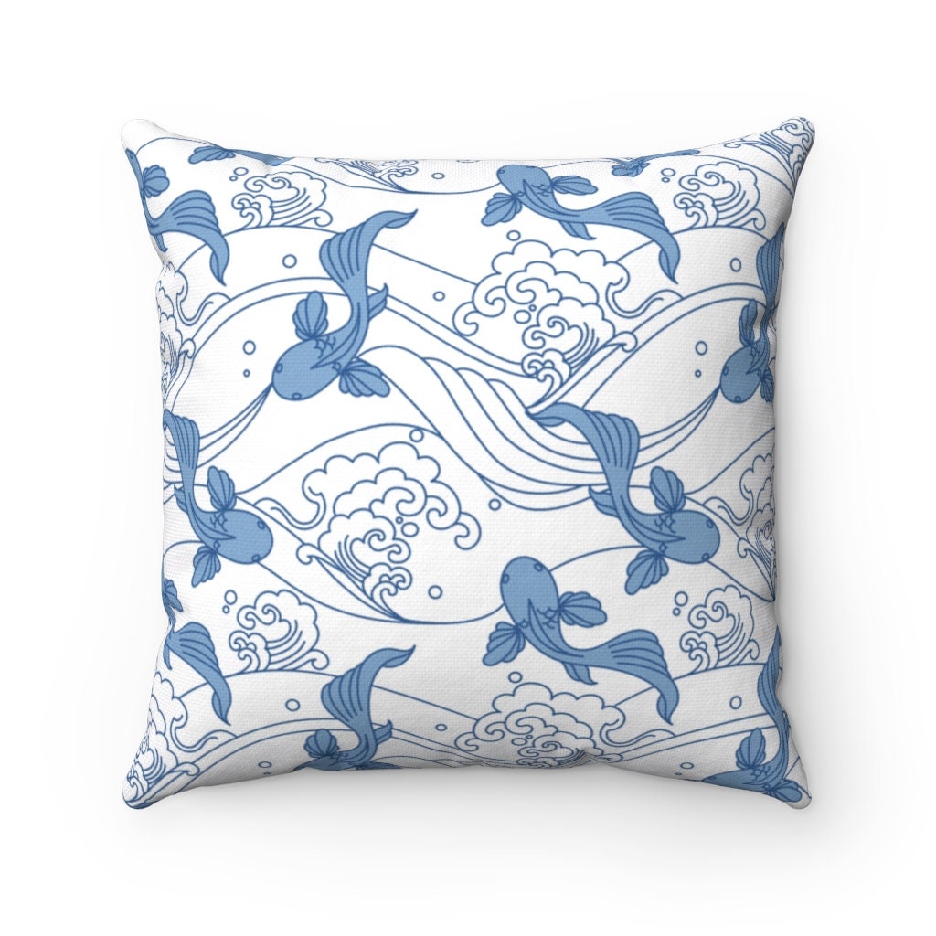 Vintage Japanese Koi Square Pillow
