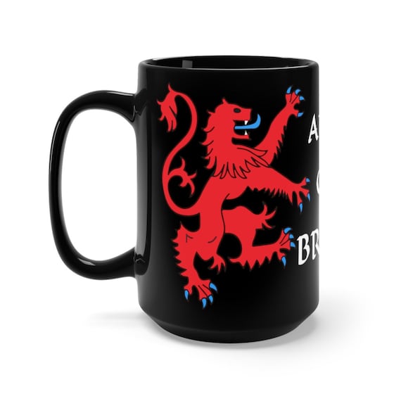 Lion Rampant of Scotland v2, Black 15oz Ceramic Mug, Royal Banner of the Royal Arms of Scotland, Coffee, Tea