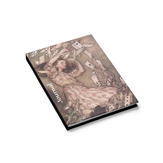 Alice Overwhelmed By The Cards, Hardcover Journal, Ruled Line, Vintage Illustrations, Arthur Rackham, 1907, Notebook