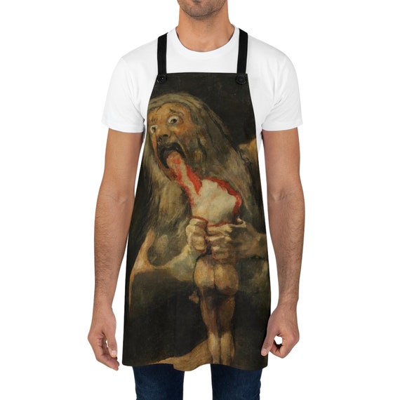 Titan Cronus Eating His Son, Cookout Apron, Vintage, Antique Painting, Francisco Goya, 1819