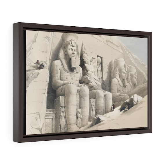 Abu Simbel Temple, 18"x12" Framed Canvas Print, 19th Illustration, Egypt