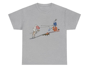 Medieval Rabbit Jousting T-shirt: Manuscript Marginalia Art