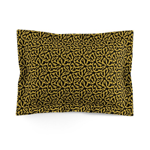 Gold & Black Pillow Sham, Vintage, Retro