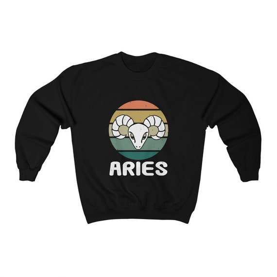 Aries Crewneck Sweatshirt In Retro Vintage Style, Zodiac Sign, Astrology Gift