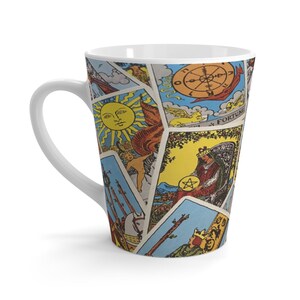 Tarot Card Latte taza, Mayor & Minor Arcana De una vintage Rider-Waite Deck, Café, Té