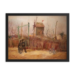 Escena callejera en Montmartre v2 Cartel de Giclée enmarcado, marco de madera negra, revestimiento acrílico, Vincent Van Gogh, 1887