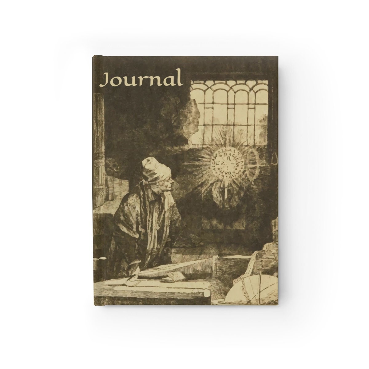 Thesaurus Incantatus, Hardcover Journal, Opens Flat, Ruled Line, Frontispiece From A Vintage Book