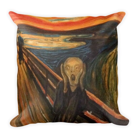 The Scream, 18" Square Pillow, Vintage, Antique Painting, Edvard Munch, 1893