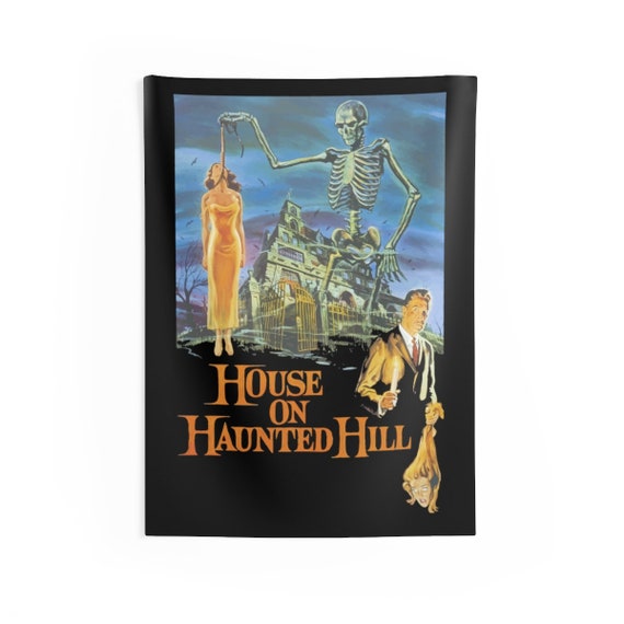 House On Haunted Hill, 26"x36" Indoor Wall Tapestry, 1959 Campy Horror Movie Poster, Wall Decor, Room Decor