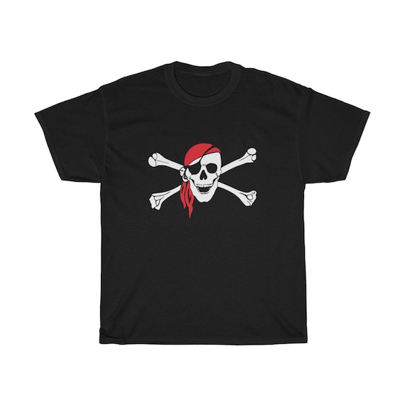 Skull & Crossbones, Black 100% Cotton T-Shirt, Sizes Up To 3XL, Pirate Flag, Jolly Roger