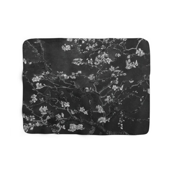 Almond Blossoms On Black Sherpa Fleece Blanket, Vincent Van Gogh, 1890