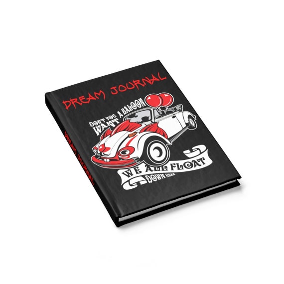 Scary Clown Car Dream Journal, Hardcover, Ruled Line, Inspired By The Horror Movie IT, Notebook