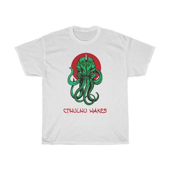 Cthulhu Wakes, Unisex Cotton T-shirt, Inspired By H.P. Lovecraft's Mythos