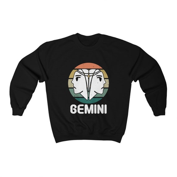Gemini Crewneck Sweatshirt In Retro Vintage Style, Zodiac Sign, Astrology Gift
