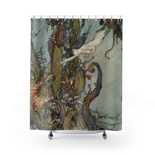 Davy Jones Locker Shower Curtain Little Mermaid Kraken Etsy