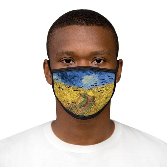 Wheat Field With Crows, Cotton & Polyester Face Mask, Washable, Reusable