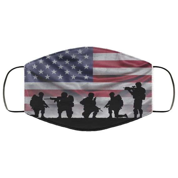 American Soldiers, Large Face Mask, Breathable, Washable, Reusable, American Flag, Patriotic, Patriotism, U.S. Military