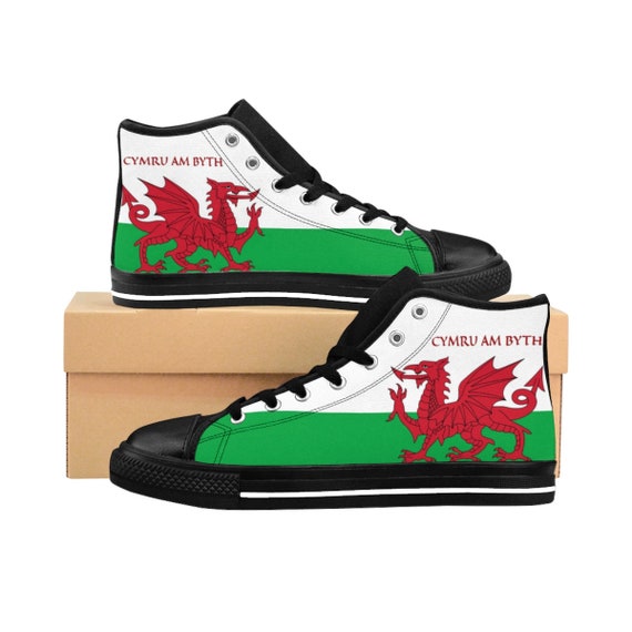 Cymru Am Byth, Women's High-top Sneakers, Red Dragon, Flag Of Wales, Welsh Motto, Welsh Pride