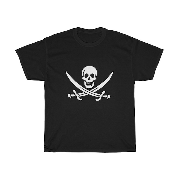 Skull & Crossed Cutlasses, Black 100% Cotton T-Shirt, Sizes Up To 3XL, Pirate Flag, Jolly Roger