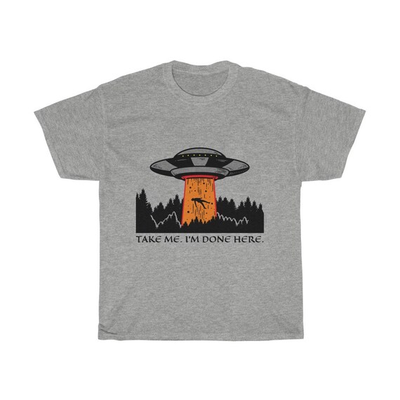 Alien Abduction T-shirt, Vintage Retro Design, Flying Saucer