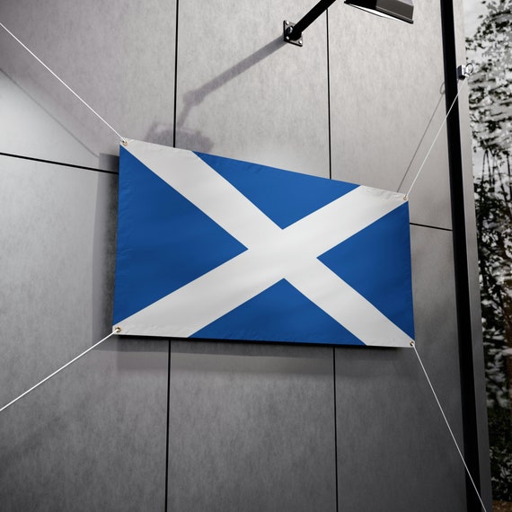 Outdoor Vinyl Banner, 48"x24", Flag Of Scotland, Saint Andrew's Cross, Saltire, Scottish Pride