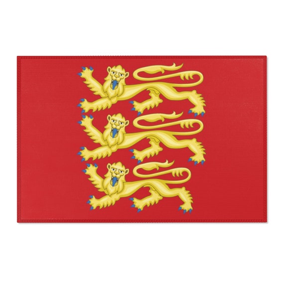 Plantagenet Lions, 2'x3' Door Mat & 4'x6' Area Rug Sizes, Royal Arms of England, English Pride, British Pride, English