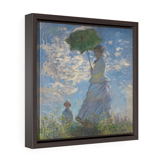 Woman With A Parasol, 12"x12" Framed Canvas Print, Claude Monet, Impressionism