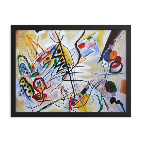 Violet Wedge, 24"x18" Framed Giclée Poster, Black Wood Frame, Acrylic Covering, Wassily Kandinsky, Abstract