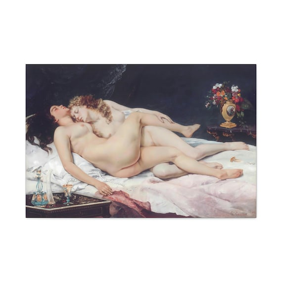 Victorian Lesbians, Canvas Print, 4 Sizes, Vintage Painting, Gustave Courbet, 1866, Pride Month