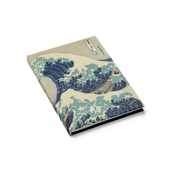 Great Wave Dream Journal, Hardcover Journal, Ruled Line, From A Vintage Woodblock Print, Notebook