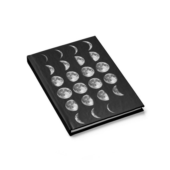 Moon Phases, Hardcover Journal, Ruled Line, Astronomy, Space, Notebook