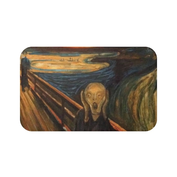 The Scream, Microfiber Bath Mat, Vintage, Antique Painting, Edvard Munch, 1893